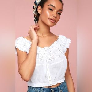 Free People Eyelet You A Lot crop top